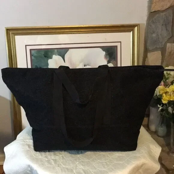 Wild Fable Lurex Shinning Tote Handbag - Black - Picture 3 of 6